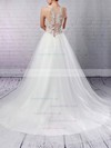 Tulle Scoop Neck Princess Sweep Train Appliques Lace Wedding Dresses #LDB00023309