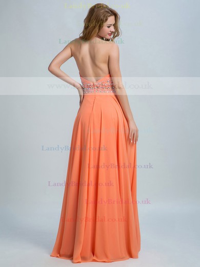 Popular Red Halter Open Back Chiffon Tulle Beading A-line Prom Dresses #LDB02015270
