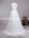 Tulle Scoop Neck A-line Sweep Train Appliques Lace Wedding Dresses #LDB00023318