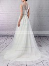 Tulle Scoop Neck A-line Sweep Train Appliques Lace Wedding Dresses #LDB00023318