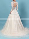 Tulle V-neck Ball Gown Court Train Beading Wedding Dresses #LDB00023154
