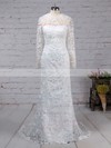 Lace Tulle Scoop Neck Sheath/Column Sweep Train Wedding Dresses #LDB00023193
