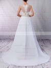 Chiffon Tulle V-neck Princess Sweep Train Beading Wedding Dresses #LDB00023181