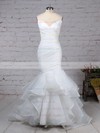 Organza V-neck Trumpet/Mermaid Sweep Train Side-Draped Wedding Dresses #LDB00023190