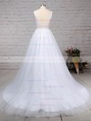 Tulle V-neck Ball Gown Sweep Train Beading Wedding Dresses #LDB00023221