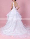 Organza V-neck Ball Gown Sweep Train Ruffles Wedding Dresses #LDB00023222
