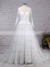 Tulle Scoop Neck Ball Gown Sweep Train Appliques Lace Wedding Dresses #LDB00023286