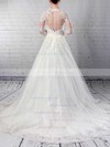 Tulle Scoop Neck Ball Gown Sweep Train Appliques Lace Wedding Dresses #LDB00023286