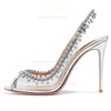 Women's Pumps Stiletto Heel Silver PVC Wedding Shoes #LDB03030865