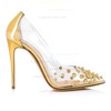 Women's Pumps Stiletto Heel Gold Leatherette Wedding Shoes #LDB03030867