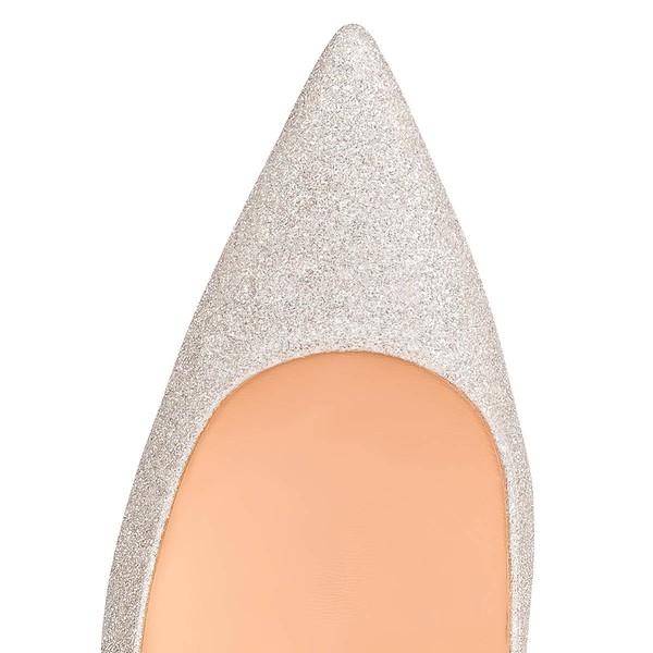 Women's Pumps Stiletto Heel Silver Sparkling Glitter Wedding Shoes #LDB03030872