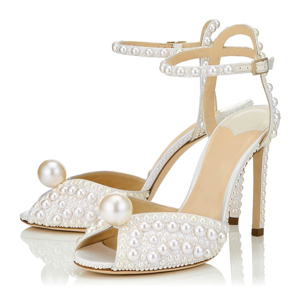 Women's Pumps Stiletto Heel Ivory Patent Leather Wedding Shoes #LDB03030873