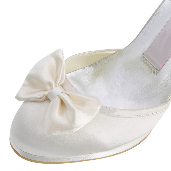 Women's Pumps Stiletto Heel White Satin Wedding Shoes
