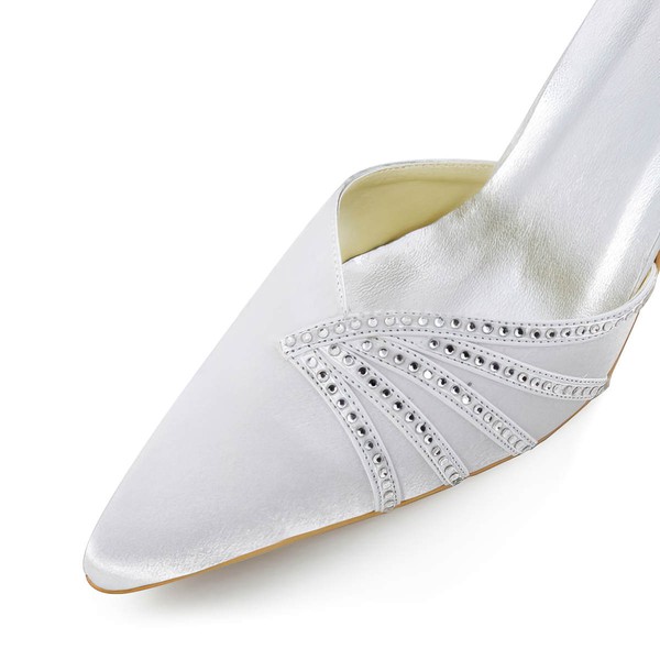 Women's Pumps Cone Heel White Satin Wedding Shoes