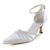 Women's Pumps Cone Heel White Satin Wedding Shoes #LDB03030920