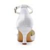 Women's Pumps Cone Heel White Satin Wedding Shoes #LDB03030920