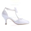 Women's Pumps Cone Heel White Satin Wedding Shoes #LDB03030922