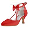 Women's Pumps Cone Heel White Satin Wedding Shoes #LDB03030922