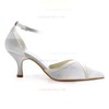 Women's Pumps Cone Heel White Satin Wedding Shoes #LDB03030923