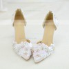 Women's Pumps Cone Heel White Satin Wedding Shoes #LDB03030924