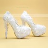 Women's Pumps Stiletto Heel White Leatherette Wedding Shoes #LDB03030926