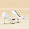 Women's Pumps Cone Heel Ivory Leatherette Wedding Shoes #LDB03030927
