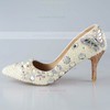 Women's Pumps Cone Heel Champagne Leatherette Wedding Shoes #LDB03030930