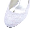 Women's Pumps Chunky Heel White Satin Wedding Shoes #LDB03030875