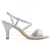 Women's Pumps Cone Heel White Satin Wedding Shoes #LDB03030878