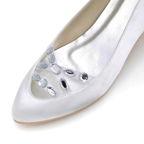 Women's Pumps Kitten Heel White Satin Wedding Shoes