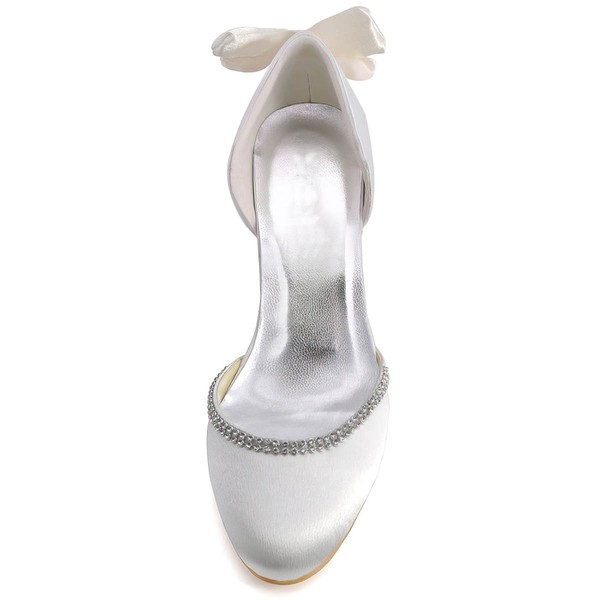 Women's Pumps Kitten Heel White Satin Wedding Shoes #LDB03030881