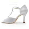 Women's Pumps Cone Heel White Satin Wedding Shoes #LDB03030883