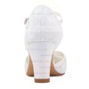 Women's Pumps Chunky Heel White Satin Wedding Shoes #LDB03030884