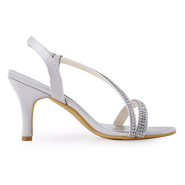 Women's Sandals Cone Heel Satin Wedding Shoes #LDB03030892