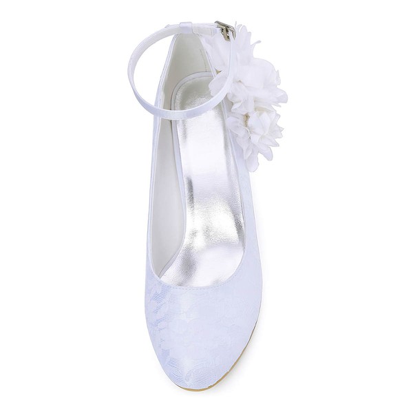 Women's Pumps Kitten Heel White Satin Wedding Shoes #LDB03030896