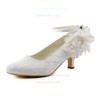 Women's Pumps Kitten Heel White Satin Wedding Shoes #LDB03030896