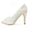 Women's Pumps Stiletto Heel White Satin Wedding Shoes #LDB03030898
