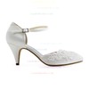 Women's Pumps Cone Heel White Satin Wedding Shoes #LDB03030899