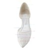 Women's Closed Toe Flat Heel White Satin Wedding Shoes #LDB03030900