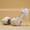 Women's Pumps Stiletto Heel White Leatherette Wedding Shoes #LDB03030902