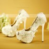 Women's Pumps Stiletto Heel White Leatherette Wedding Shoes #LDB03030903