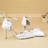 Women's Pumps Cone Heel White Leatherette Wedding Shoes #LDB03030905
