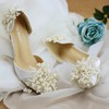 Women's Pumps Cone Heel White Leatherette Wedding Shoes #LDB03030906