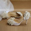 Women's Pumps Cone Heel White Leatherette Wedding Shoes #LDB03030906