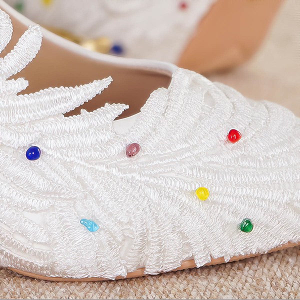 Women's Pumps Stiletto Heel White Leatherette Wedding Shoes #LDB03030912