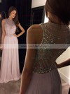 A-line Scoop Neck Chiffon Floor-length Beading Prom Dresses #LDB020100026