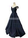 Ball Gown Off-the-shoulder Satin Sweep Train Sashes / Ribbons Prom Dresses #LDB020101855
