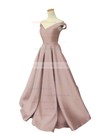 Ball Gown Off-the-shoulder Satin Sweep Train Sashes / Ribbons Prom Dresses #LDB020101855