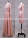 A-line V-neck Tulle Detachable Appliques Lace Prom Dresses #LDB020102076