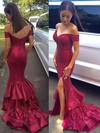 Trumpet/Mermaid Off-the-shoulder Sequined Sweep Train Tiered Prom Dresses #LDB020102197